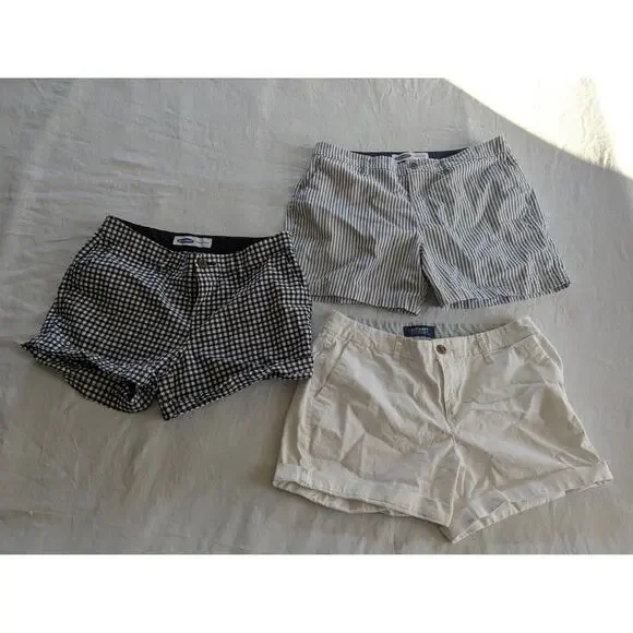Old Navy Shorts Size 6 Lot Of 3 Bundle White Black Gingham Gray Stripes - Picture 14 of 14